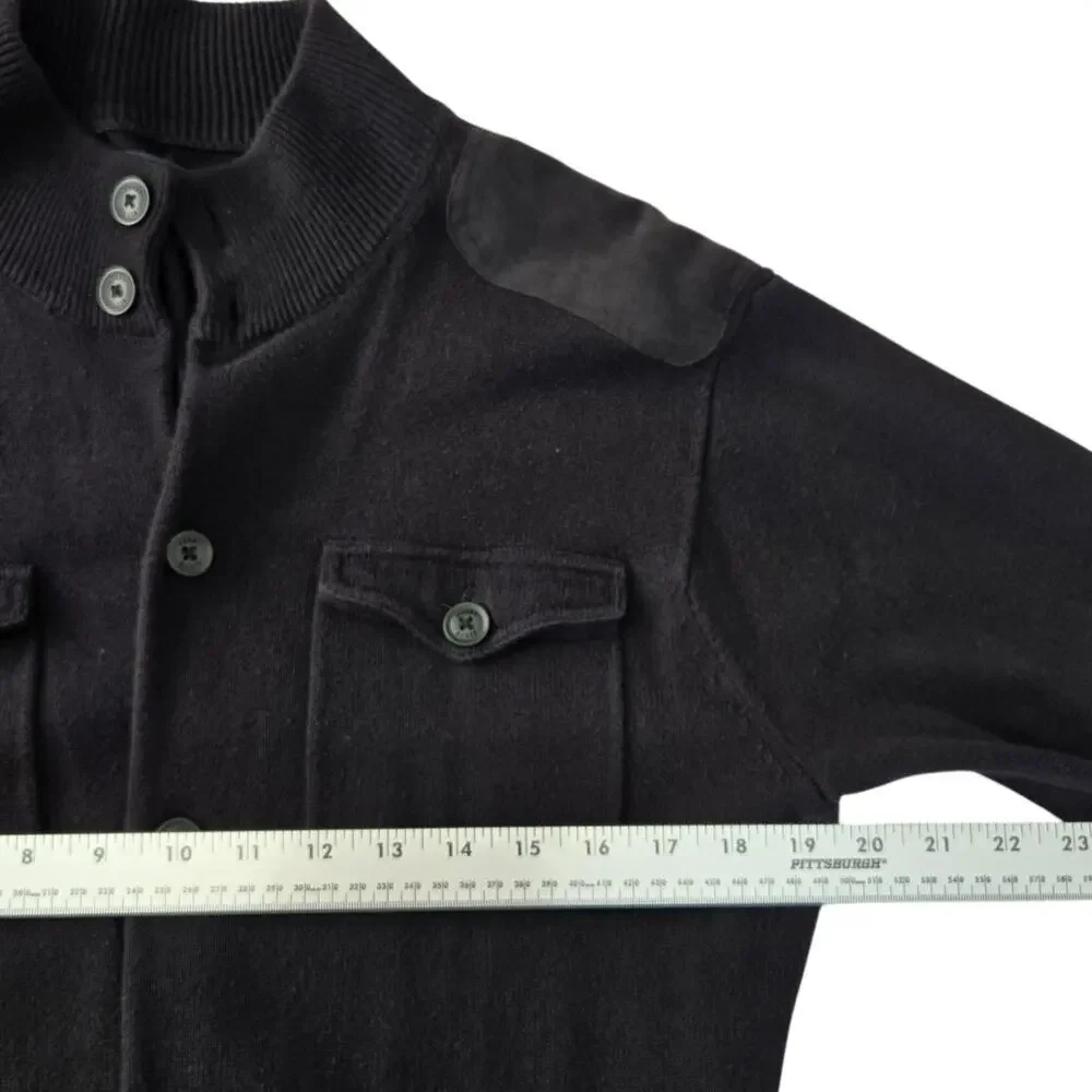 Perry Ellis Men’s Utility Cardigan Military‑Style Patches Mock Neck Size Small